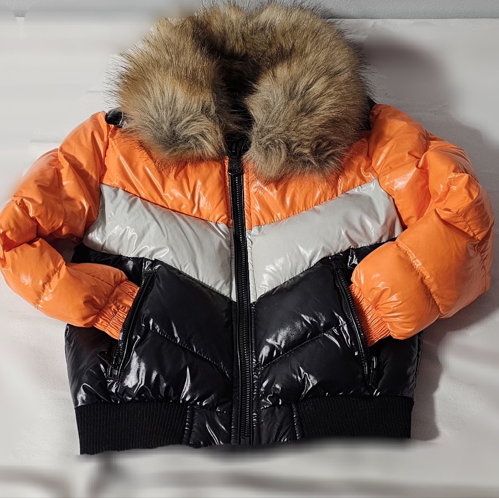 Jordan Craig Puffer Style KIDS SIZE 4 Orange Coat/Jacket with Fur